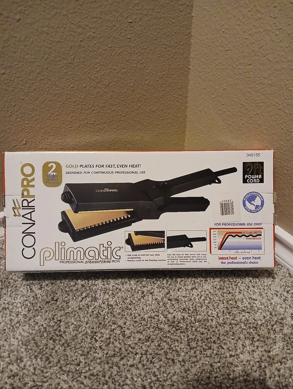 🖤ConairPro Plimatic Professional Hair Iron - Black and Gold